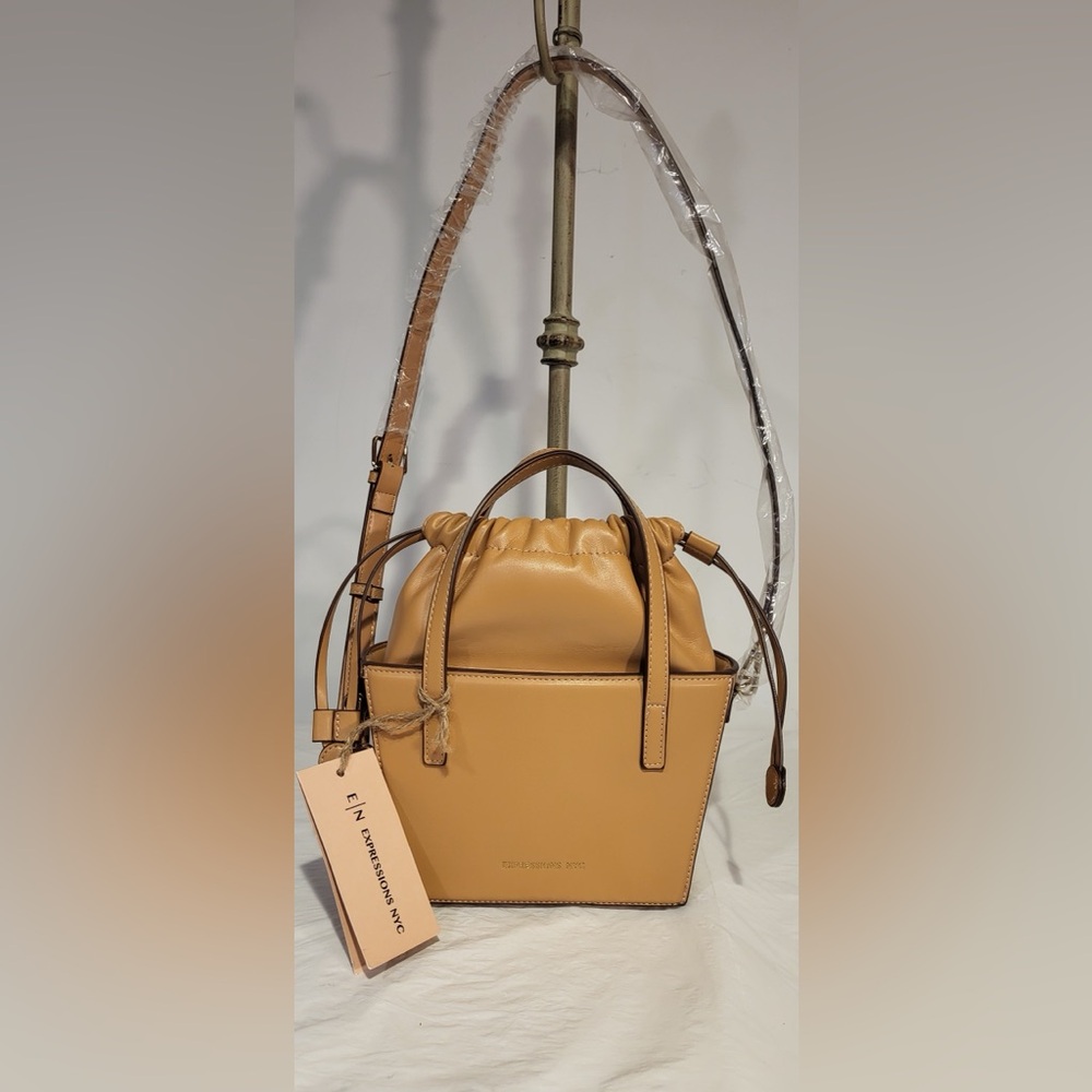 🎇Price Drop..EXPRESSIONS NYC camel drawstring bucket crossbody bag
